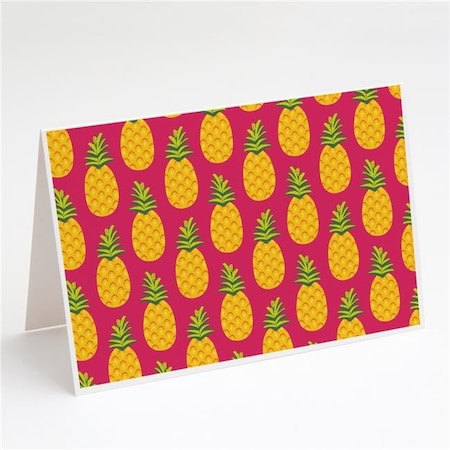 Carolines Treasures Carolines Treasures BB5136GCA7P Pineapples on Pink Greeting Cards & Envelopes - Pack of 8 BB5136GCA7P